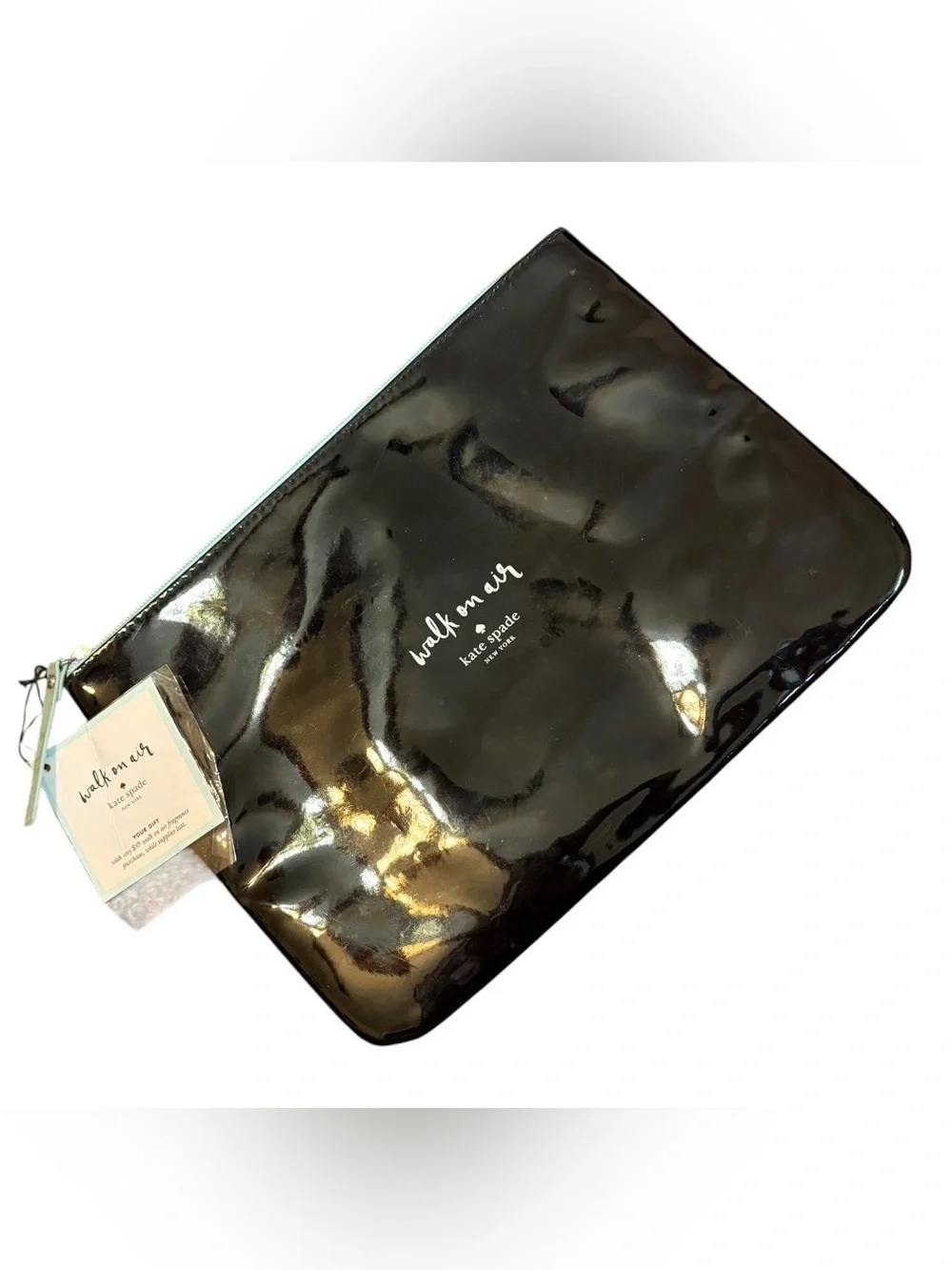 Kate Spade Walk On Air Black Patent Cosmetic Makeup Bag NWT Travel Pouch